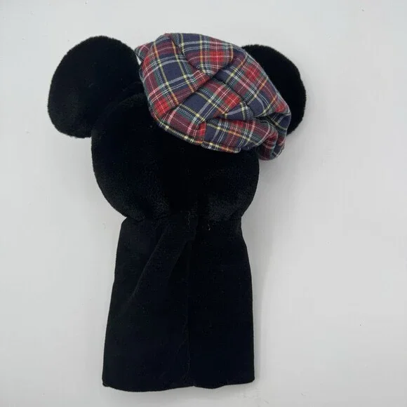 Disney Store Mickey Mouse Plush Golf Club Cover Plaid Hat White Pom Disney Park - Picture 2 of 5
